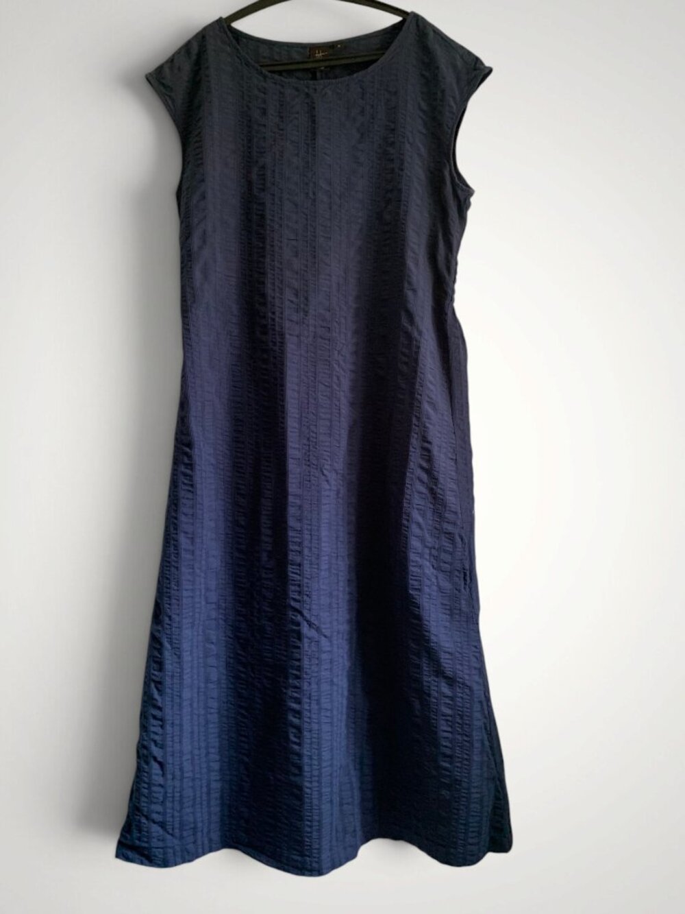 Uniglo crinkle texture cotton dress, Navy Blue, Size M